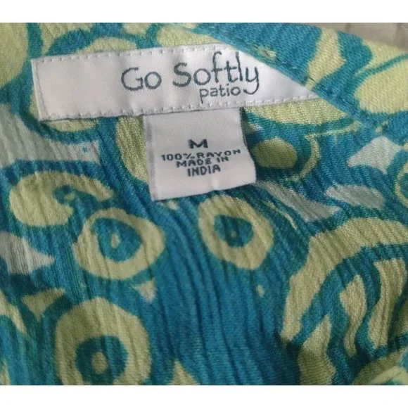 Go Softly Patio Floral Shift Dress Sz M Flowy Gauze Crinkle Pockets Mumu Beachy - Picture 6 of 7